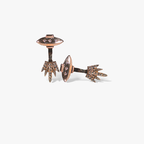 Gold UFO Spaceship Earrings